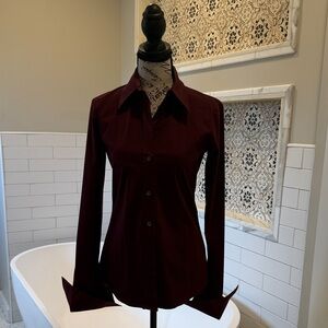 Elegant Burgundy Women's Button-Up Shirt